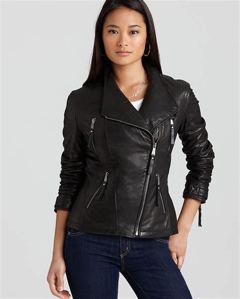 michael kors asymmetrical zip leather jacket|Michael Kors jacket.